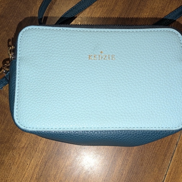 Kenzie Blue Crossbody Bag with Gold Hardware - Picture 1 of 12